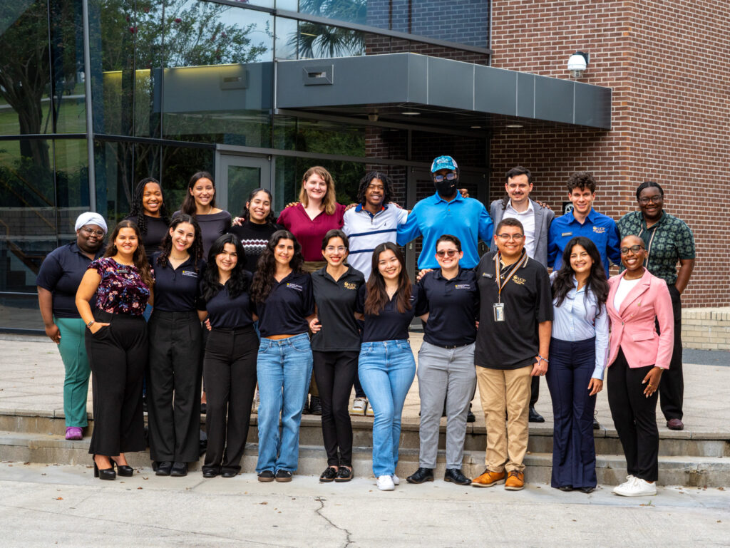 Group of McNair Scholars in front of the Dixon Career Center.